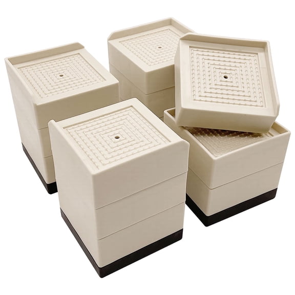 Furniture Risers Beige 4 Inch Adjustable Lift Blocks for Bed Couch Desk Table