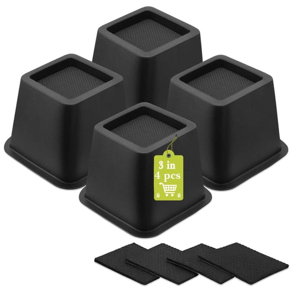 Furniture Risers Black 4 Pack 3 Inch For Bed Table Desk Couch Chair Sofa Cabinet Dorm