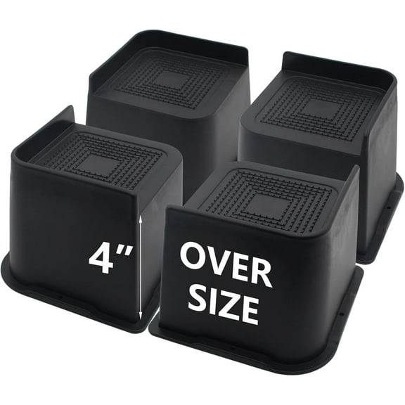 Furniture Risers Oversized Heavy Duty Black 4 Pack 4 Inch 6500 Lbs Capacity