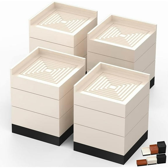 Furniture Risers, Tclouda Bed/Sofa/Desk/Table/Chair Leg/Fridge Lifts to 1.5, 3 and 4 in, Rectangle Adjustable Risers Blocks for Extenders, Heavy Duty Supports Up to 1300 Lbs, 3 in-Black-Square