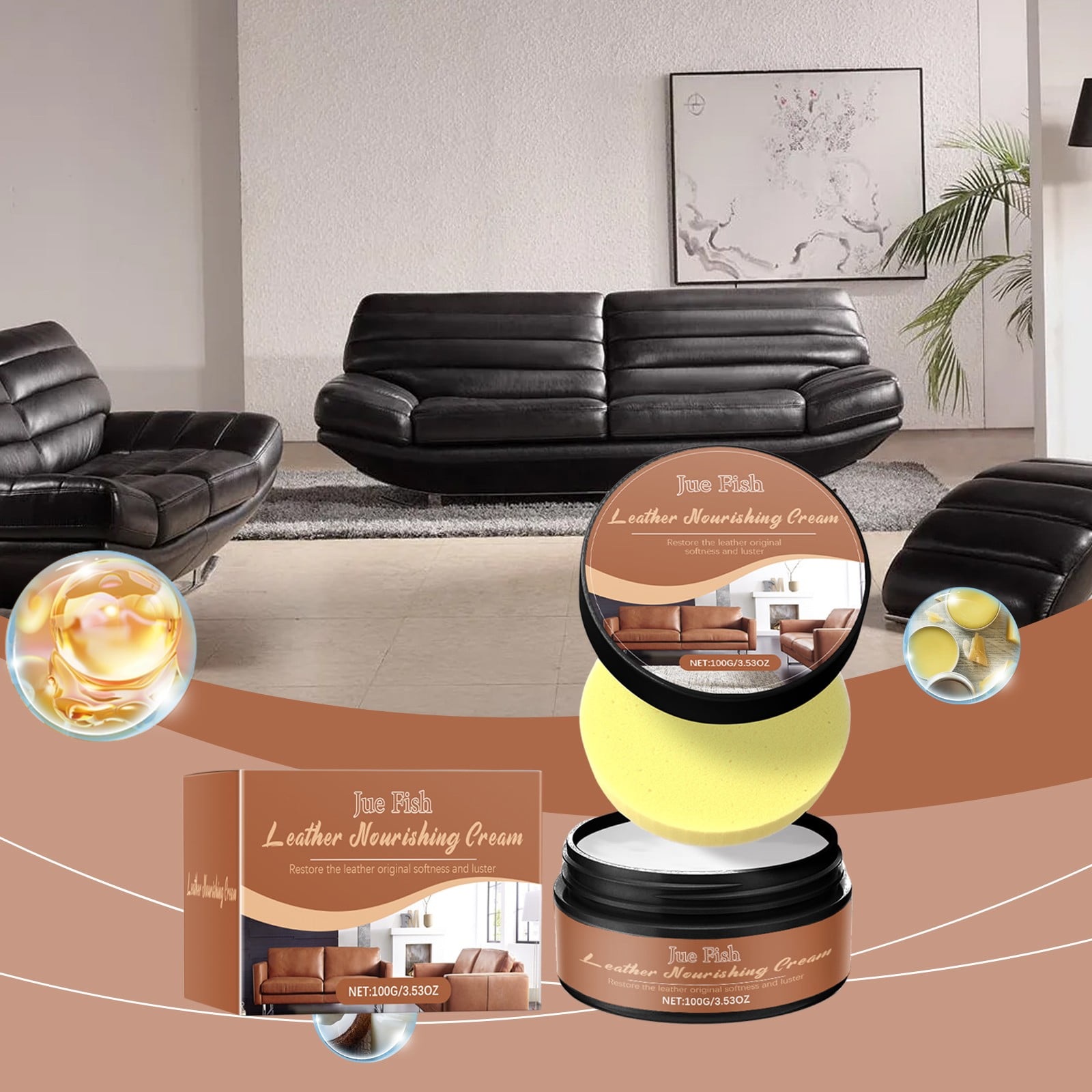 Furniture Salve for Leather, Wood Cleaner with Sponge, Couch Paint