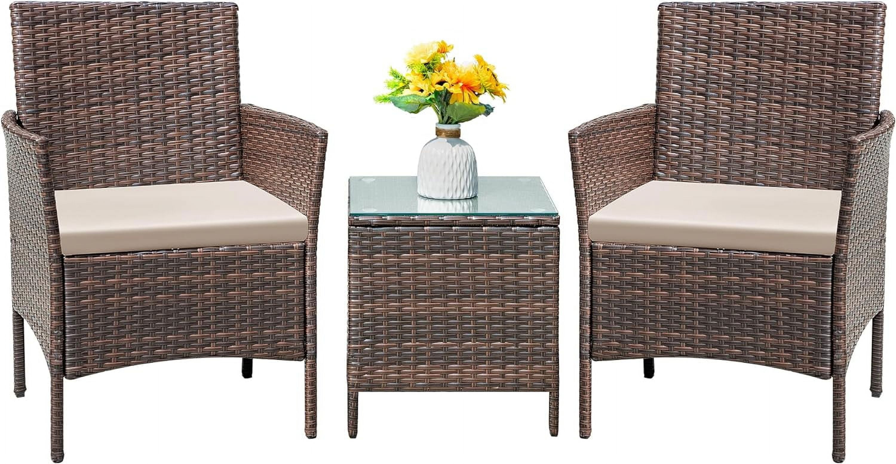 Furniture Set 3 Pieces AllWeather Rattan Outdoor Furniture Patio