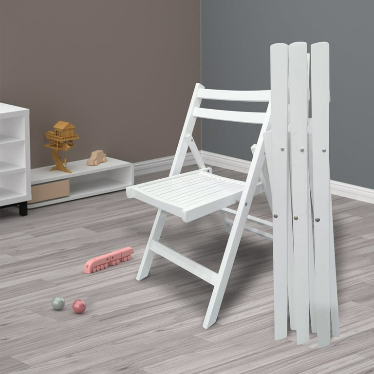 Furniture Slatted Wood Folding Special Event Chair White Set of