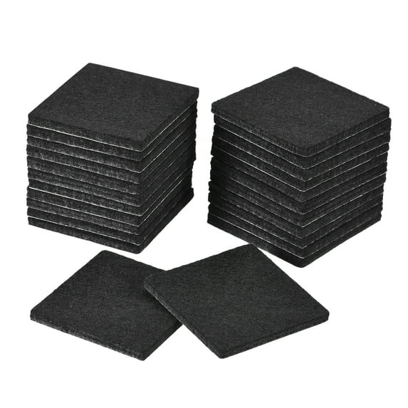 Uxcell Furniture Pads, 24Pcs Square Self Adhesive Felt Furniture Pads, Floor Protectors for Furniture Feet Chairs Legs 2.4" Black