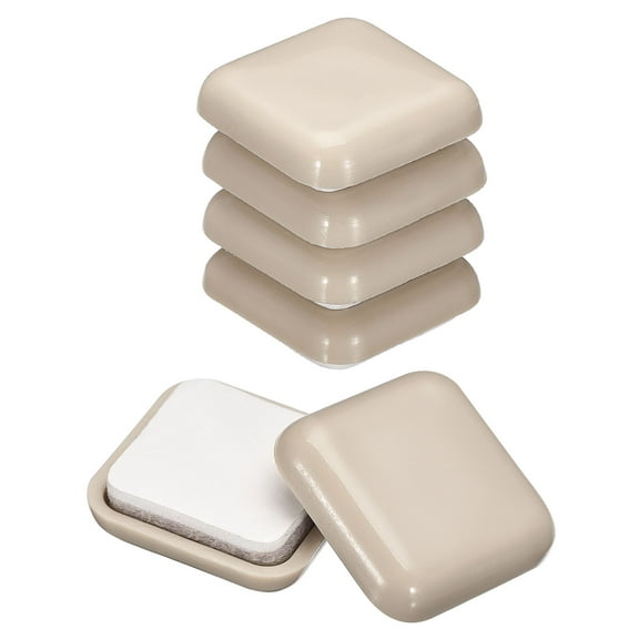 Uxcell Furniture Sliders Plastic Self-adhesive Square Sliding Pads Chair Glides for Carpeted Grey 0.98" 12Pcs
