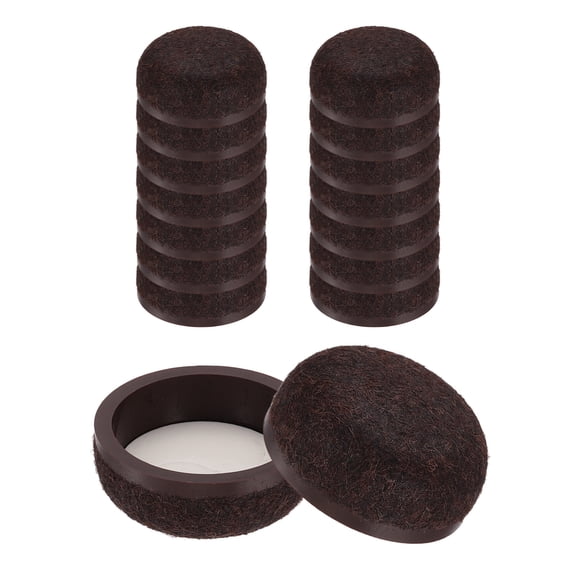 Furniture Sliders, 16Pack 1.2" - Formed Felt Round Sliding Pads, Chair Glides for Carpeted Tile Vinyl Hardwood Floors (Brown)