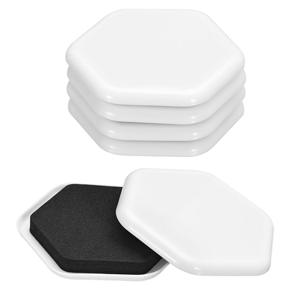 Furniture Sliders, 16Pcs 3 2/7" - Plastic Reusable Hexagon Sliding Pads, Chair Glides for Carpeted Floors (White)