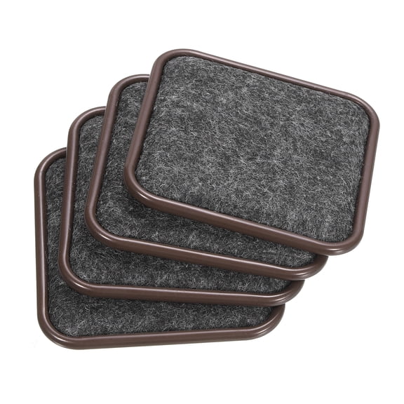 Furniture Sliders, 4Pcs 2 1/2" - Felt Square Sliding Pads, Reusable Furniture Caster Cups for Carpeted (Brown)