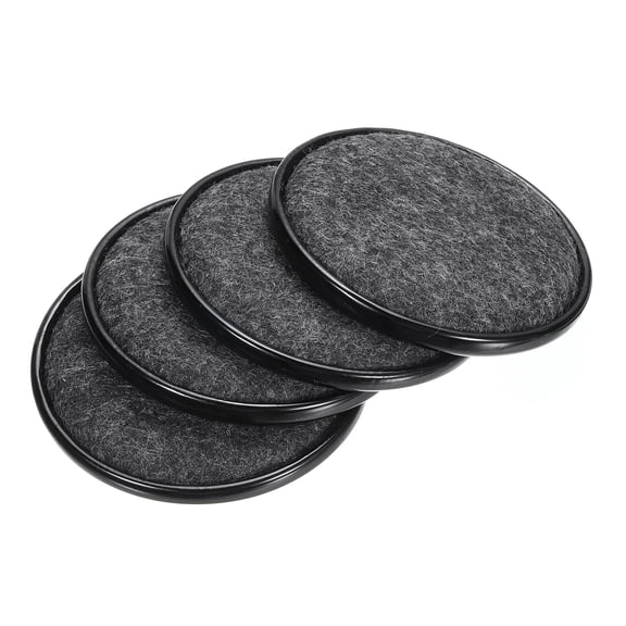 Furniture Sliders, 4Pcs 2 2/5" - Felt Round Sliding Pads, Reusable Furniture Caster Cups for Carpeted (Black)