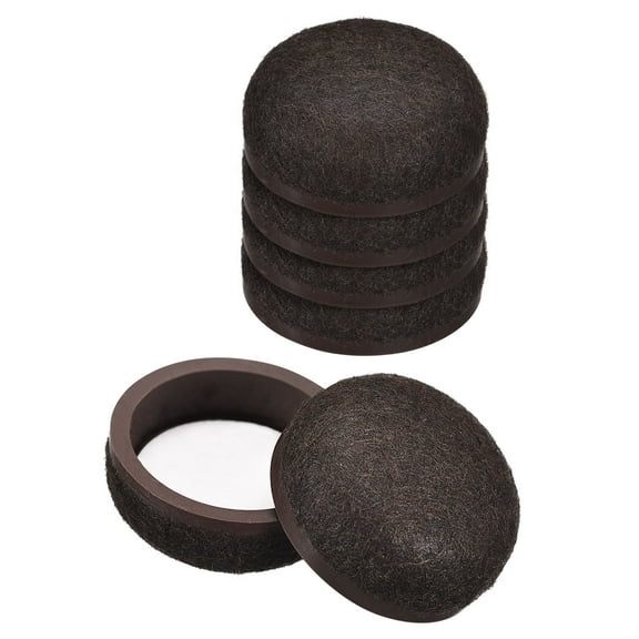 Furniture Sliders, 8 Pack 1 1/4" Formed Felt Round Sliding Pads, Chair Glides for Carpeted Hardwood Floor (Brown)