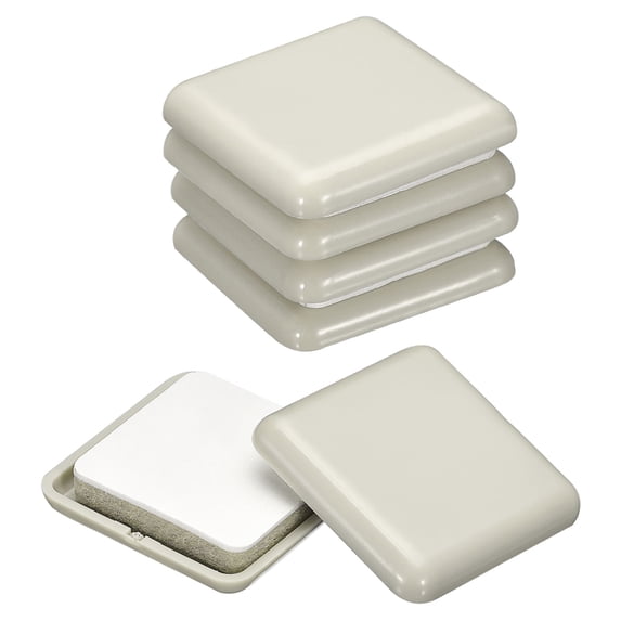 Furniture Sliders, 8Pcs 1 3/8" - Plastic Self-adhesive Square Sliding Pads, Chair Glides for Carpeted Floors (Grey)