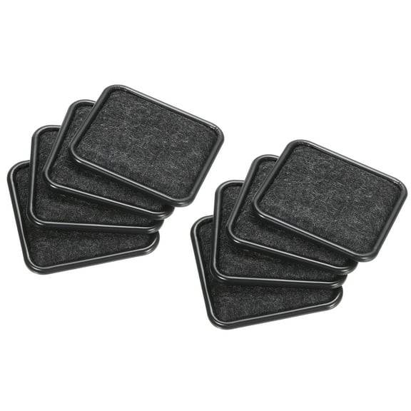 Furniture Sliders, 8Pcs 1 8/9" - Felt Square Sliding Pads, Reusable Furniture Caster Cups for Carpeted (Black)