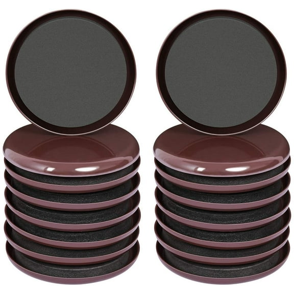 Furniture Sliders for Carpet, 16 PCS - 3 1/2 inch Reusable Furniture Movers Sliders, Heavy Duty Furniture Couch Moving Pads for Carpet, Move Furniture Easily & Safely! (Round, Brown)