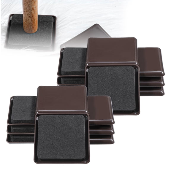 Furniture Sliders for Carpet, 8/16 Pack 3.5" Square Moving Pads with Foam Grip, Reusable Plastic Floor Protectors for Sofa, Bed, Chair & Heavy Furniture