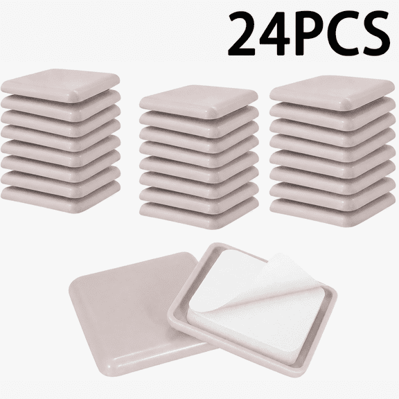Furniture Sliders for Carpet & Hardwood Floors, 24 Pack 2 Inch Square Sliders for Moving Furniture, Easily Move Any Item While Protect The Floor | Square Self Adhesive Furniture Movers Sliders