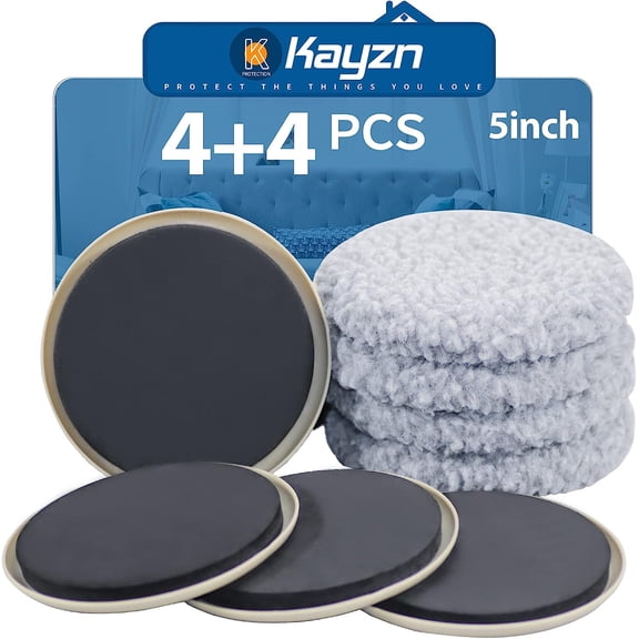 Furniture Sliders Multi-Surface 2-in-1 Reusable Moving Pads for All Floor Types - 4 Pack 5" Carpet and Hardwood Socks Protect Easier to Move Your