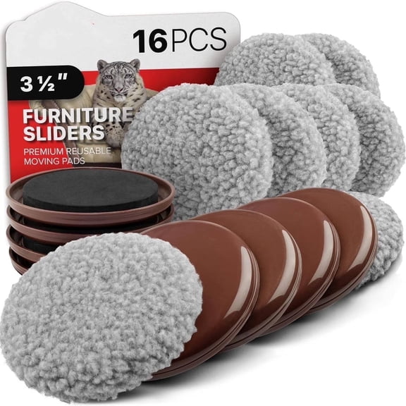 Furniture Sliders for Carpet & Hard Floors - 16 PCS 3 1/2” Furniture Sliders - Move Furniture Easily