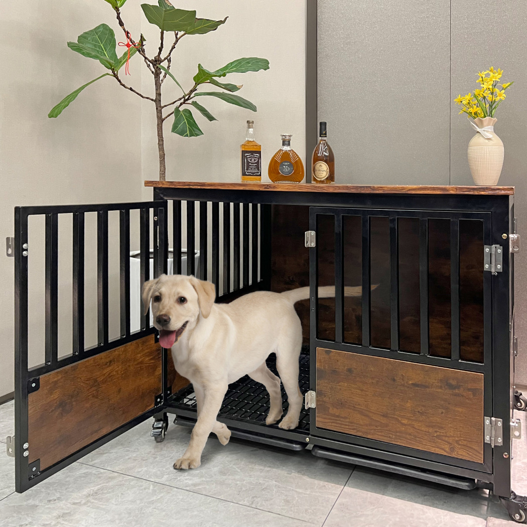 Furniture Style Dog Crate End Table,Dog Kennel With Door Lock and