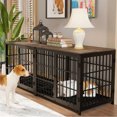Furniture Style Dog Crate Metal and Wood Pet Kennel End Table with