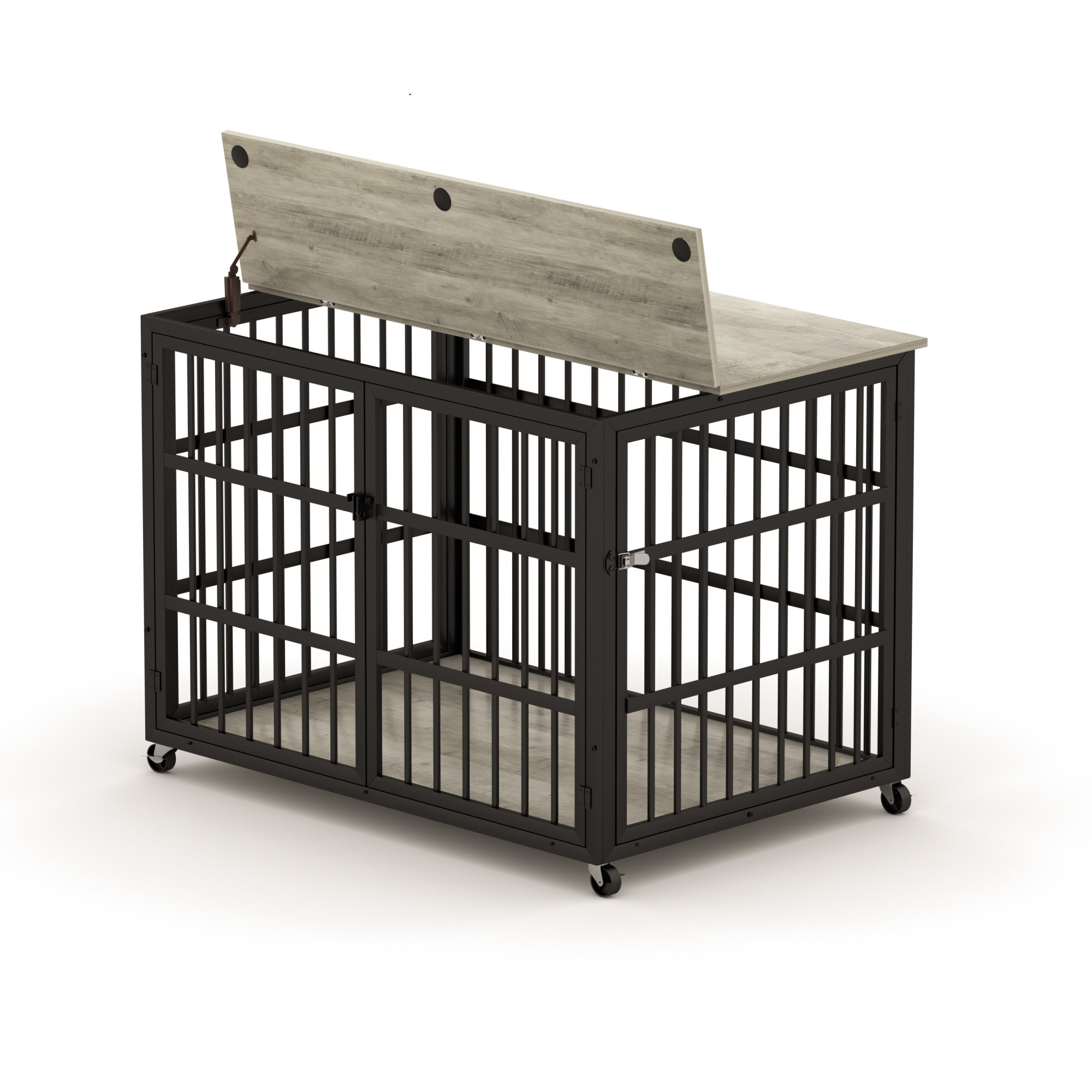 Furniture Style Dog Crate Wrought Iron Frame Door With Side Openings ...