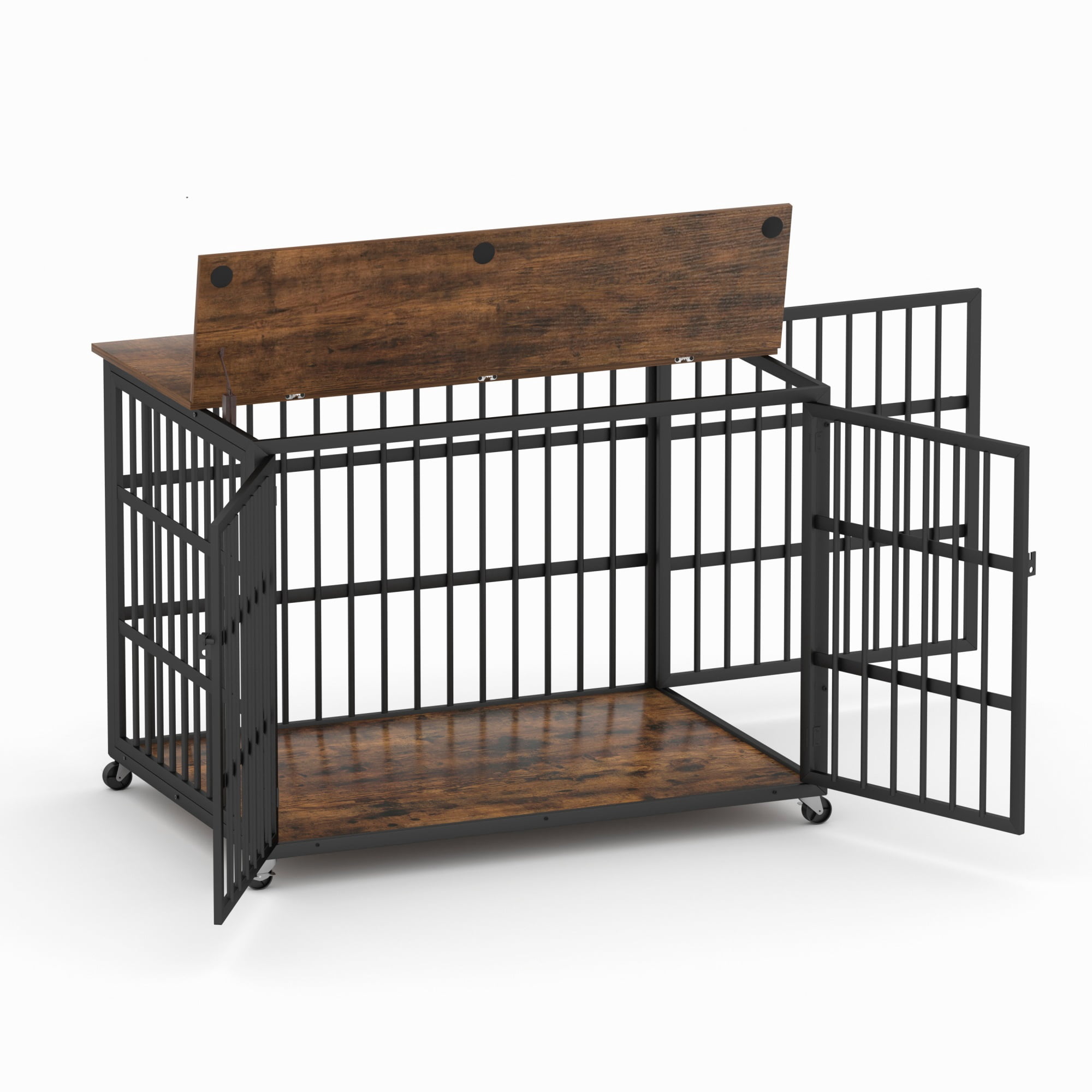 Furniture Style Dog Crate Wrought Iron Frame Door With Side Openings ...