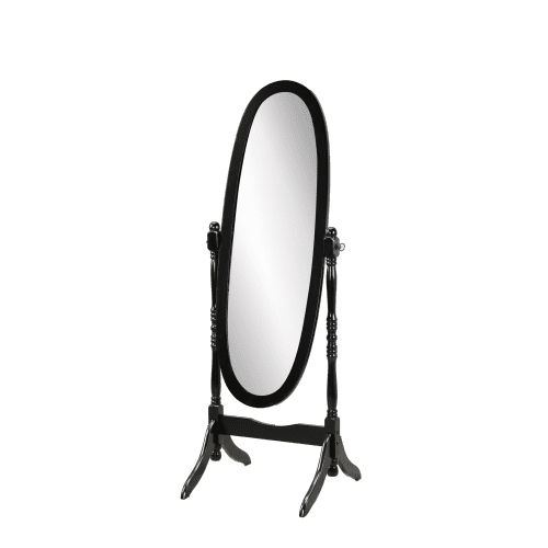 Furniture Swivel Adjustable Full-Length Oval Wood Cheval Floor Mirror, Black