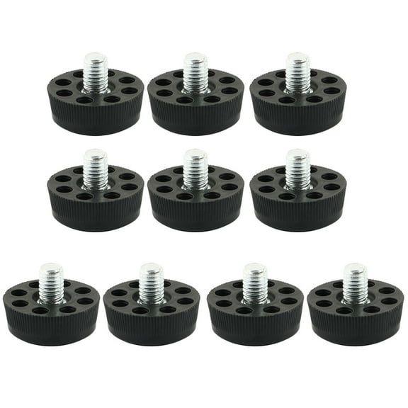 Furniture Table Chair 8 Holes Base Leveling Foot Black M8 x 10mm Thread 10pcs