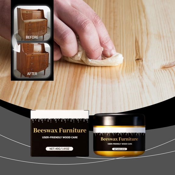 Furniture Wax, Beeswax Gleam - Premium Furniture Wax & Polish, All-Natural Wood Conditioner, Restorer and Protector for Tables, Cabinets, Cutting Boards Waterproof (1 P)