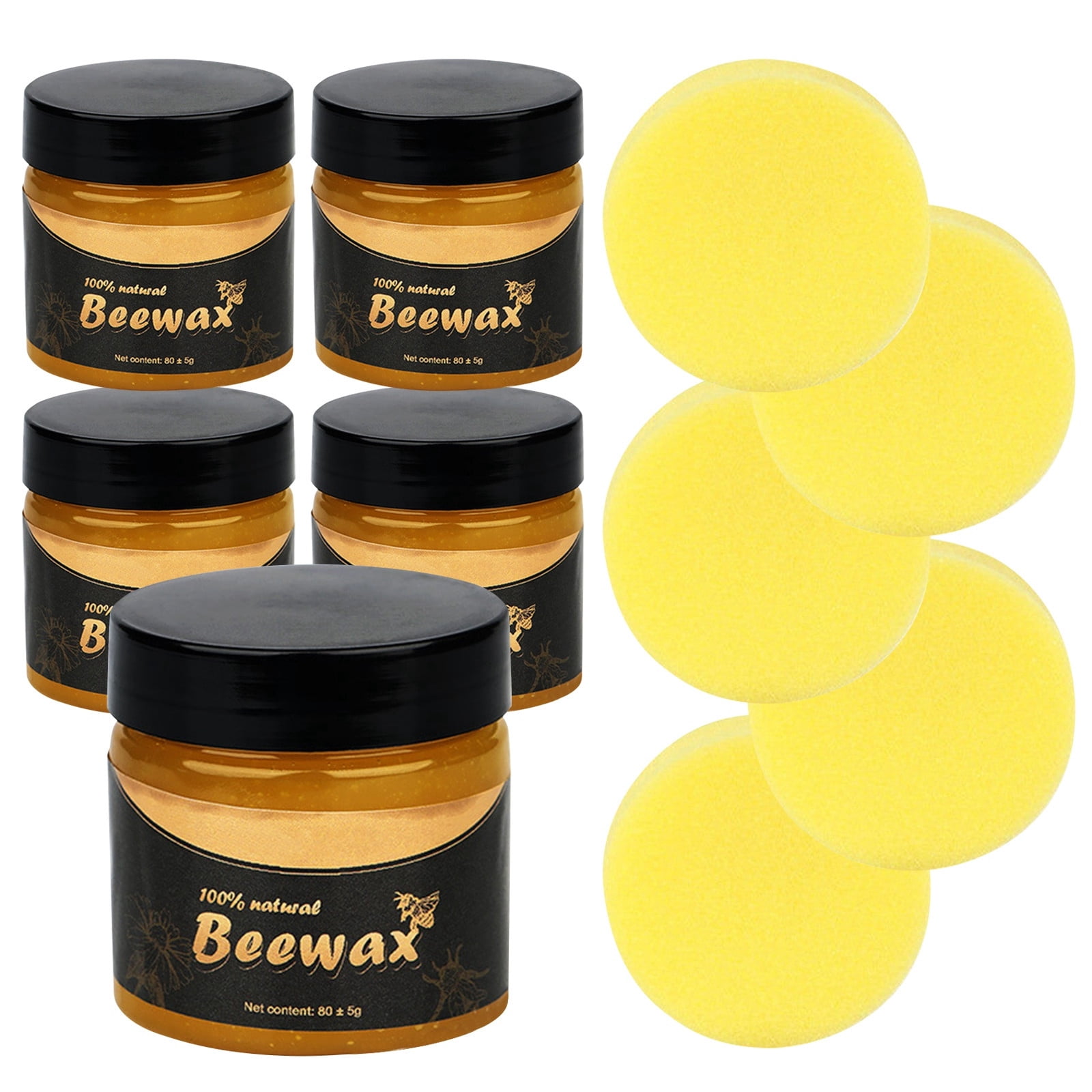 Furniture Wax for Wood, Floor Wax for Wood Floors, Beeswax Blocks Paste Wax, Wood Floor Polish for Hardwood Floors, Waterproof Protection with Sponges 5 Pack Set