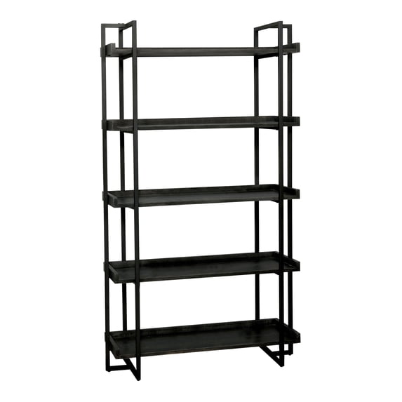 Furniture of America 15.38" W x 40.5" D x 72" H 5-Shelf Freestanding Shelves, Distressed Black