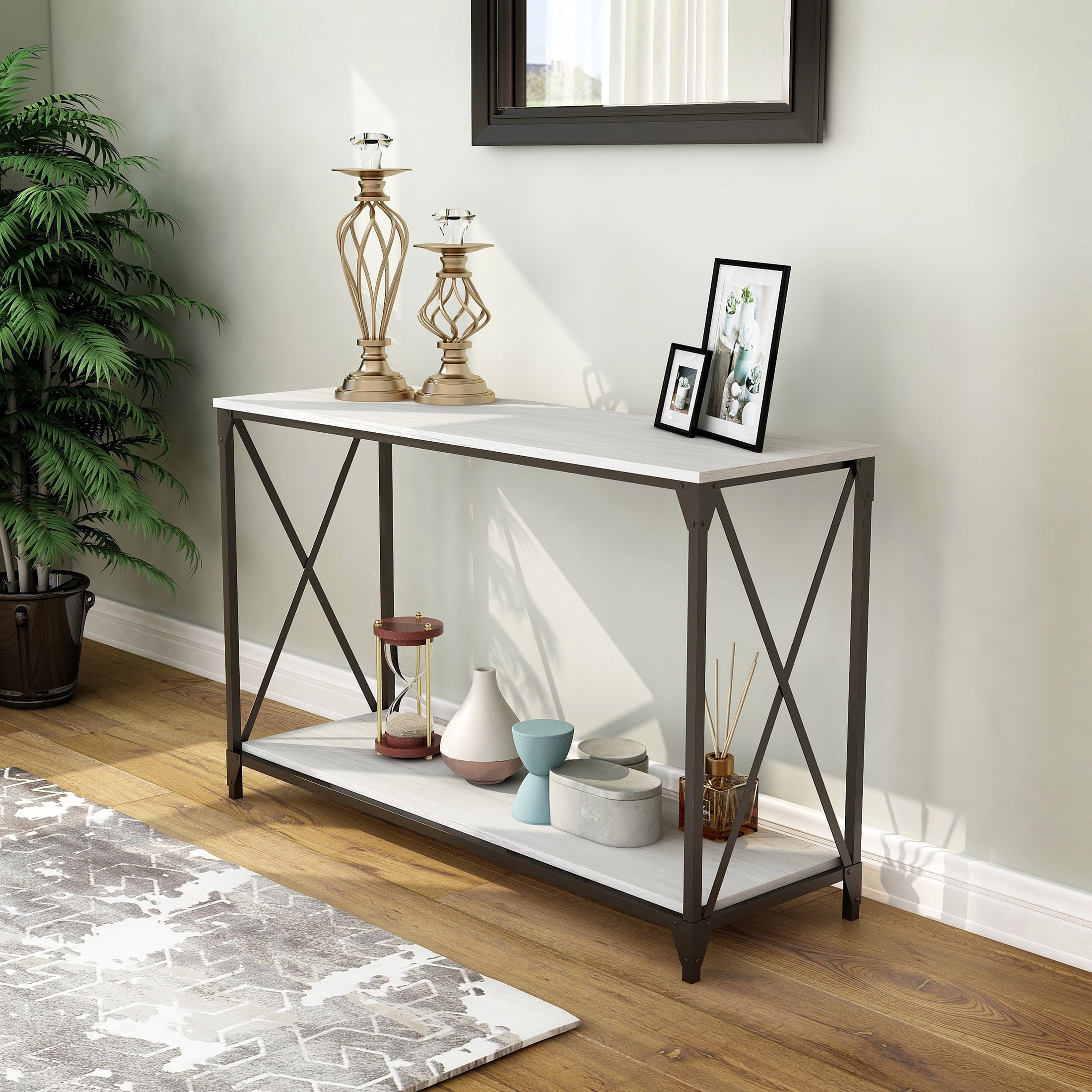 Furniture of America Acres Industrial Console Table with 1 Shelf, Gray