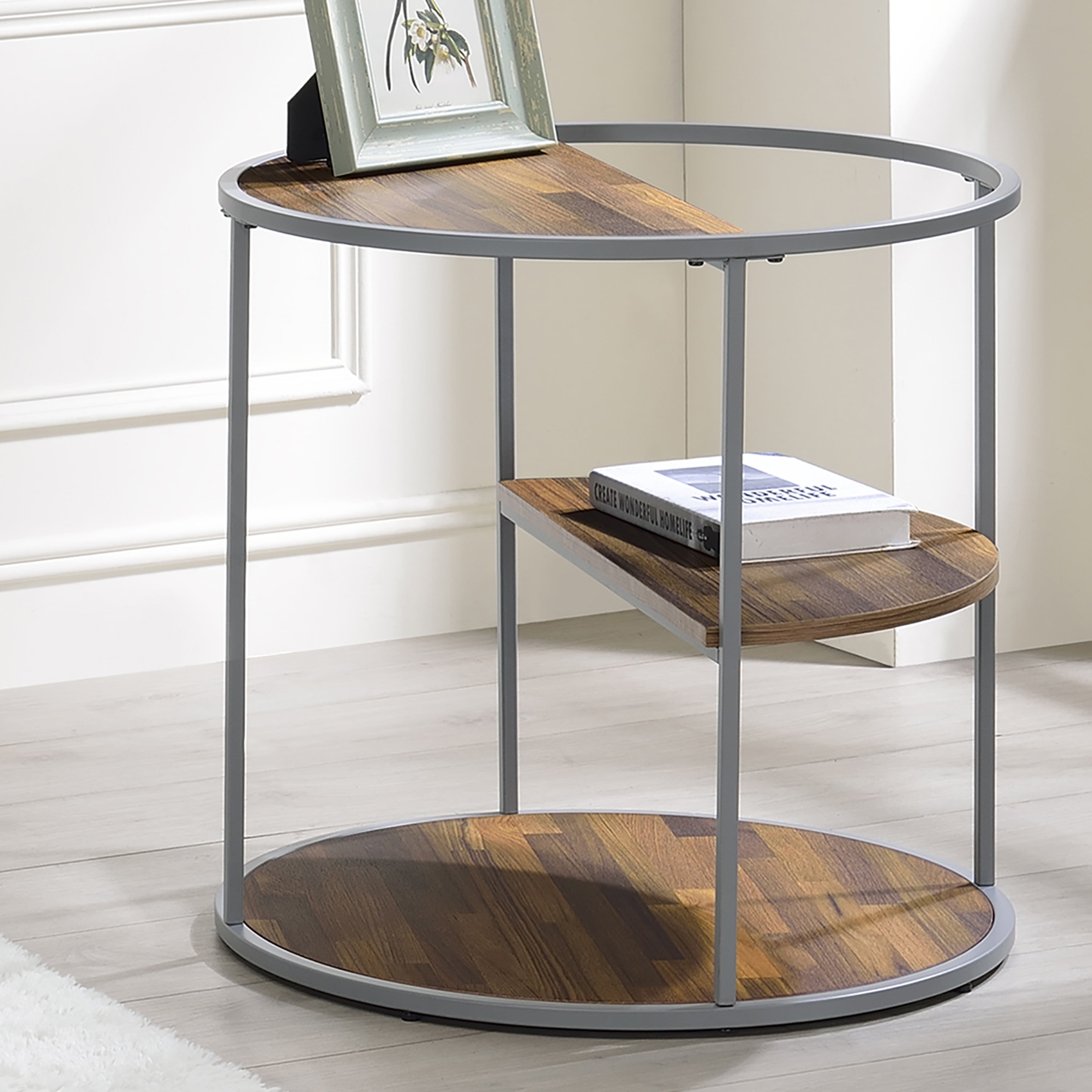 Furniture of America Adelia 2-Shelf End Table, Gray
