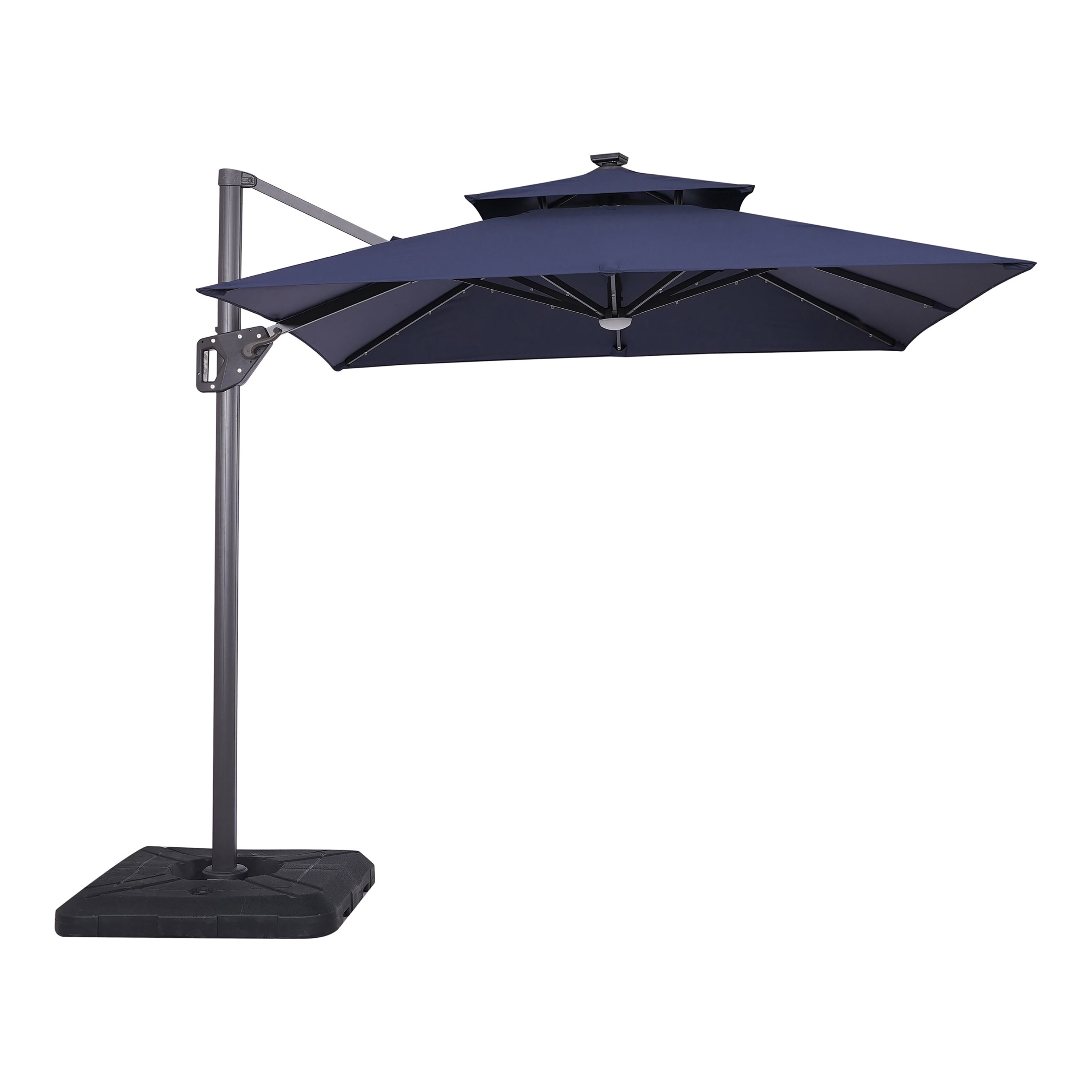 Navy Blue 8 ft Aluminum Cantilever Patio Umbrella with LED Lights