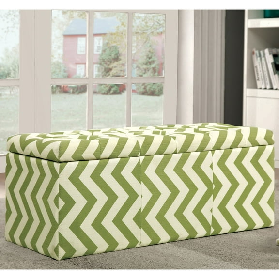 Furniture of America Aiden Fabric Tufted Storage Bench, Green
