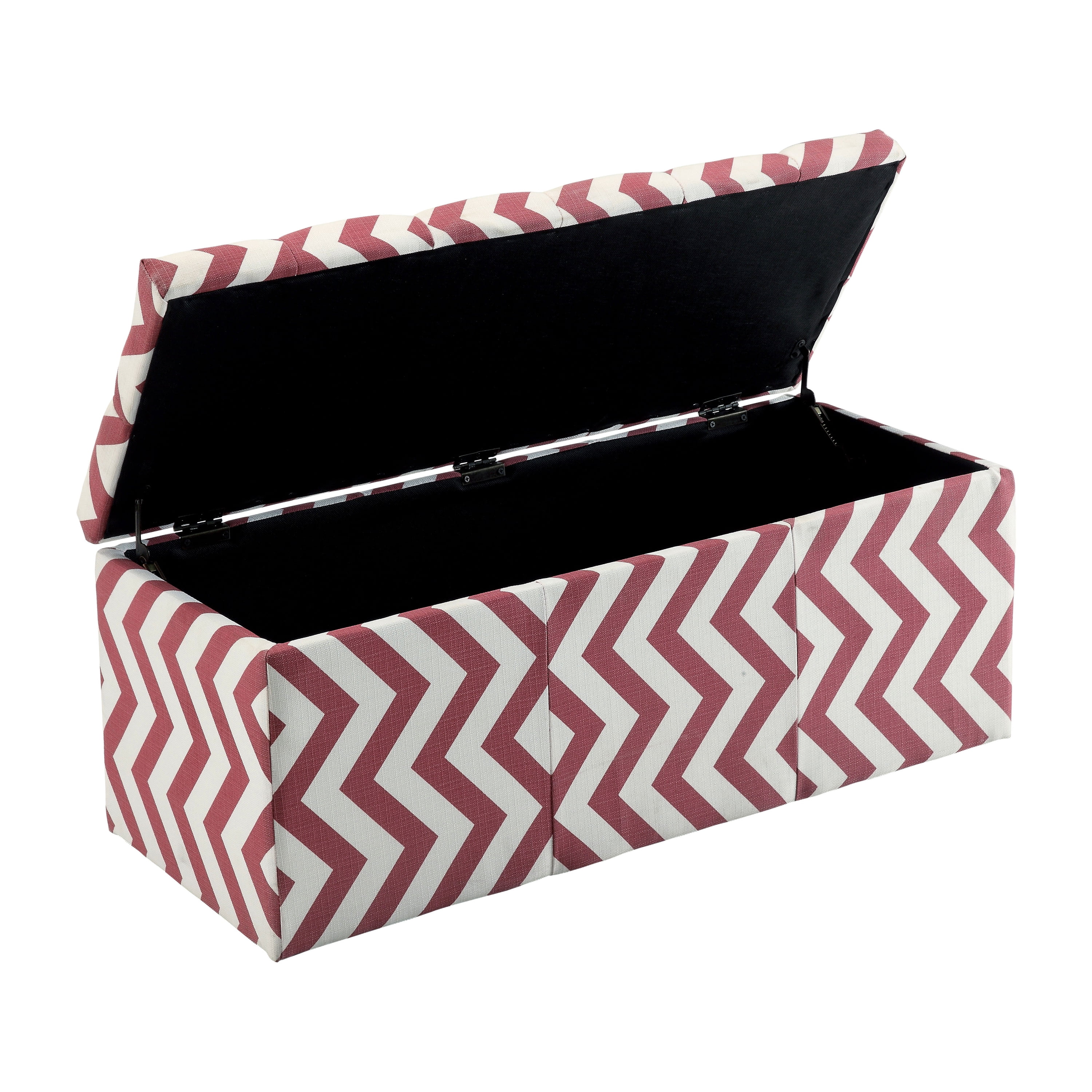 Furniture of America Aiden Rectangular Lift Top Bench Ottoman, Red/White