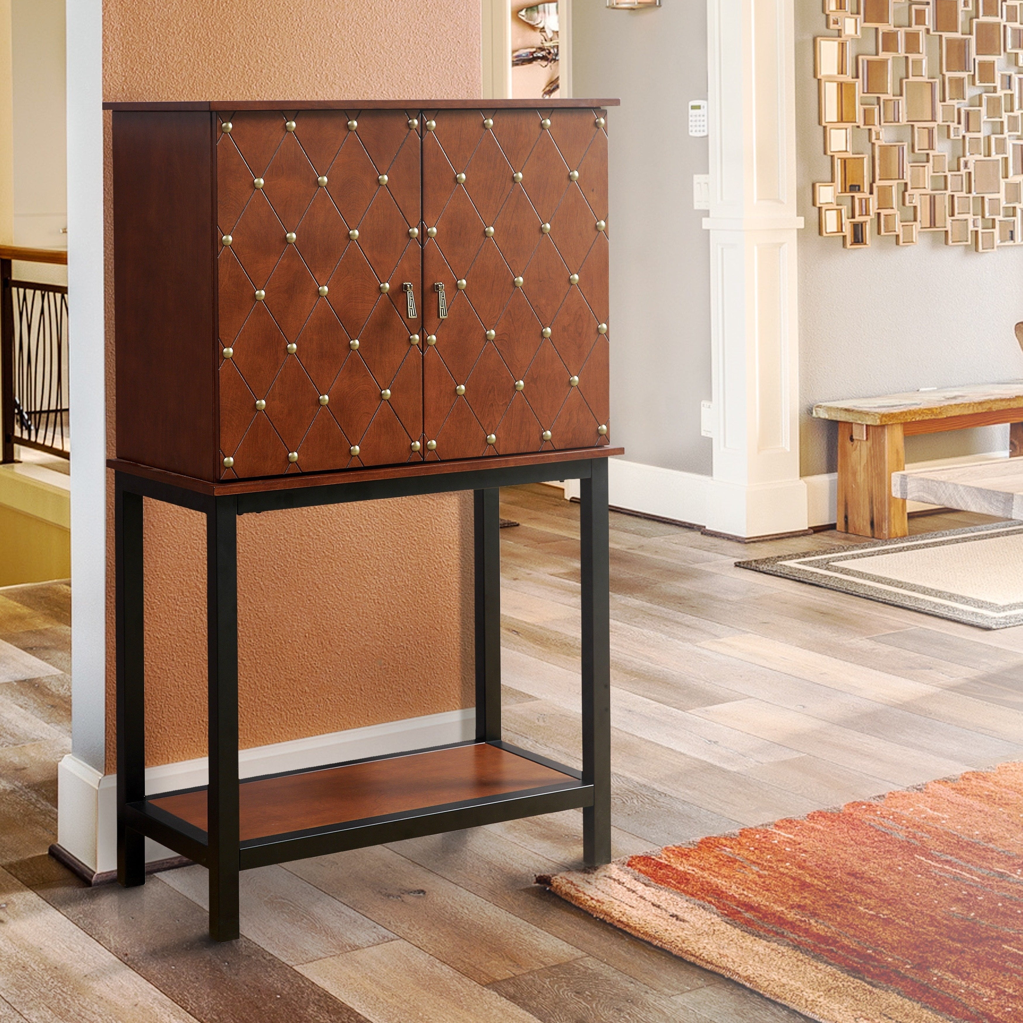 Furniture of America Aivo Rustic Cherry Solid Wood Wine