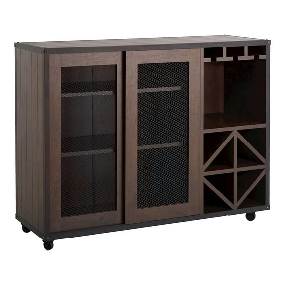 Furniture of America Alan Wood Multi-Storage Buffet with Casters in Walnut