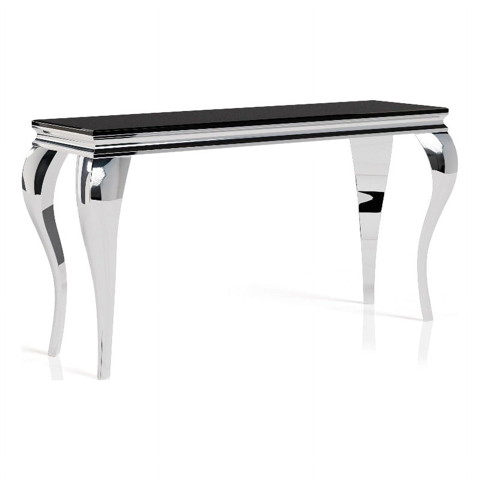 Furniture of America Alang Glam Glass Top Sofa Table in Black and