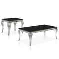 thumbnail image 1 of Furniture of America Alang Glass Top 2pc Coffee Table Set in Black and Silver, 1 of 10