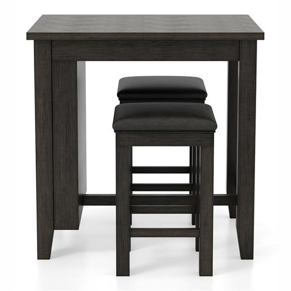 Furniture of America Albana Wood 3-Piece Counter Height Dining Set in Walnut