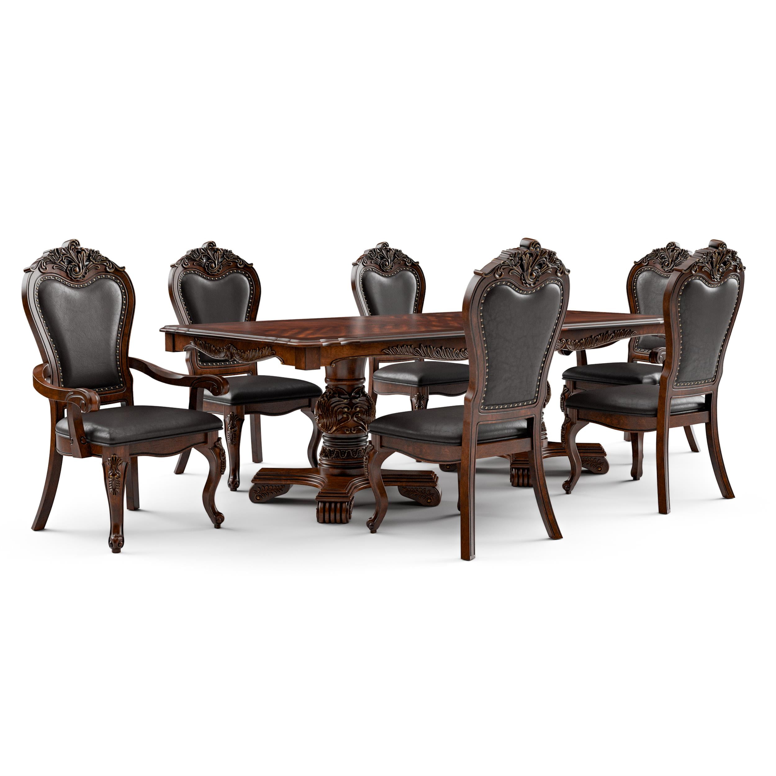 Furniture of America Albernit Solid Wood 7-Piece Expandable Dining Set ...
