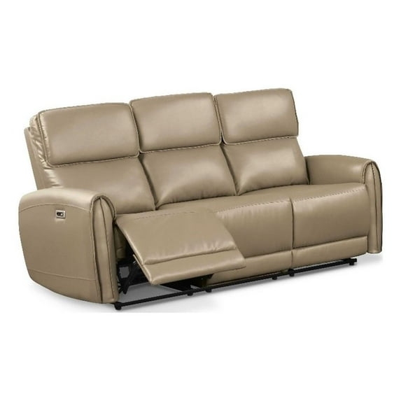 Furniture of America Alipark Faux Leather Power Sofa with USB Ports in Beige