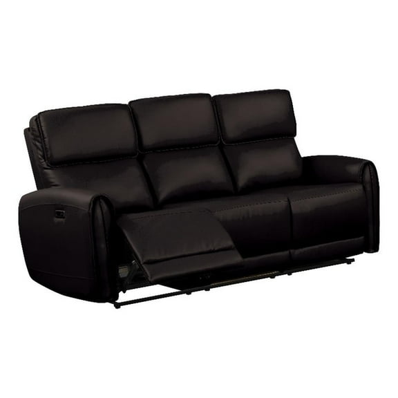 Furniture of America Alipark Faux Leather Power Sofa with USB Ports in Black
