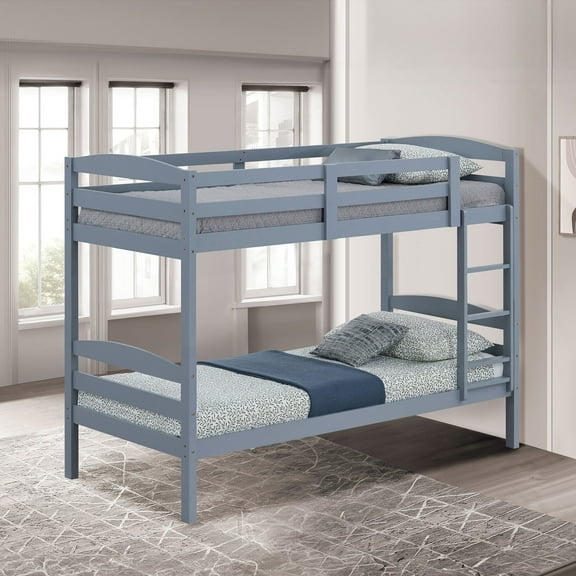 Furniture of America Alli Kids Solid Wood Twin-over-Twin Detachable Bunk Bed, Gray