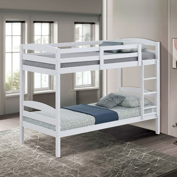 Furniture of America Alli Kids Wood Detachable Twin over Twin Bunk Bed, White