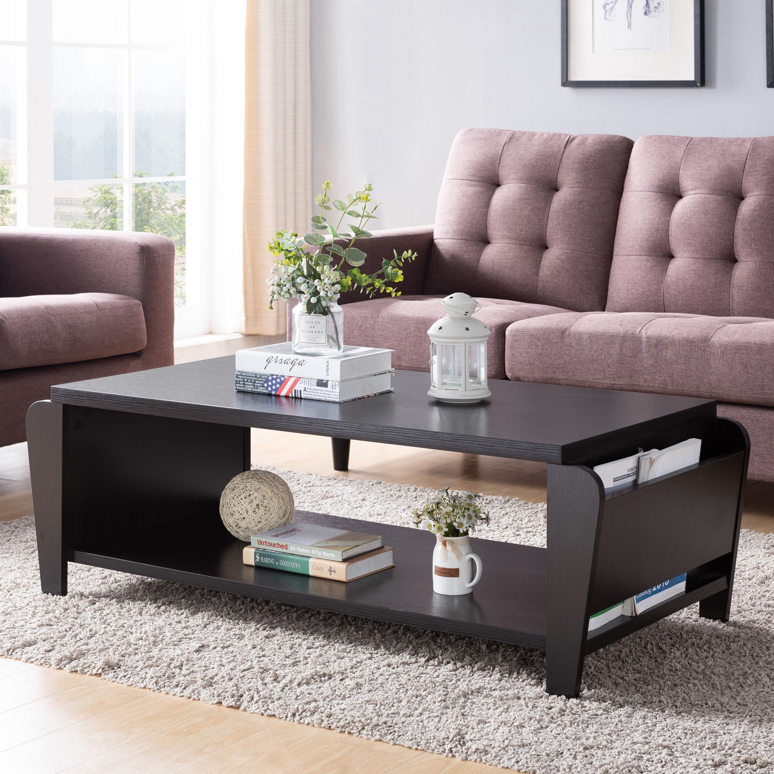 Furniture of America Allium 1-Shelf Coffee Table, Cappuccino