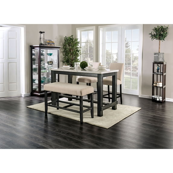 Furniture of America Alluna 4-Piece Counter Height Dining Set, Ivory