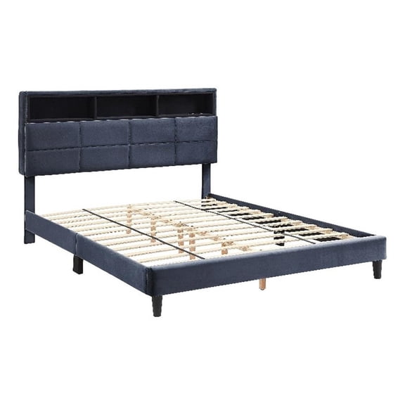 Furniture of America Alto Contemporary Fabric Storage Queen Bed with USB in Gray