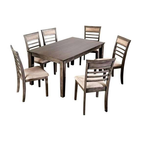 Furniture of America Alyssum Rustic Wood 7-Piece Dining Set in Weathered Gray