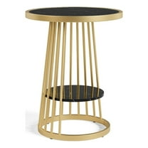 Furniture of America Amador Metal 1-Shelf Side Table in Gold and Black
